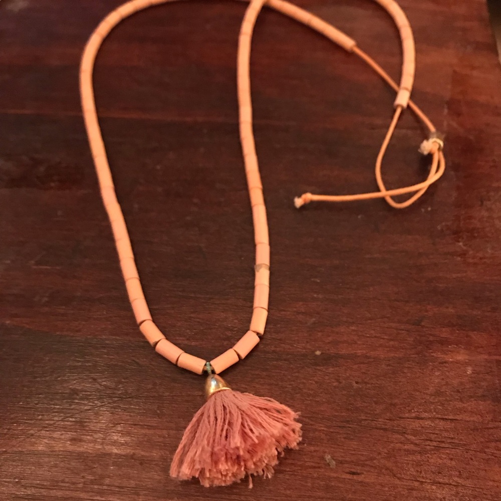 Madewell pink tassel necklace - adjustable
